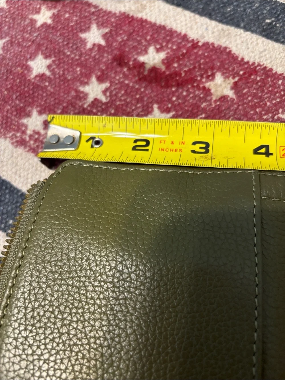 American Leather Co. Olive Green Leather Zip Wallet